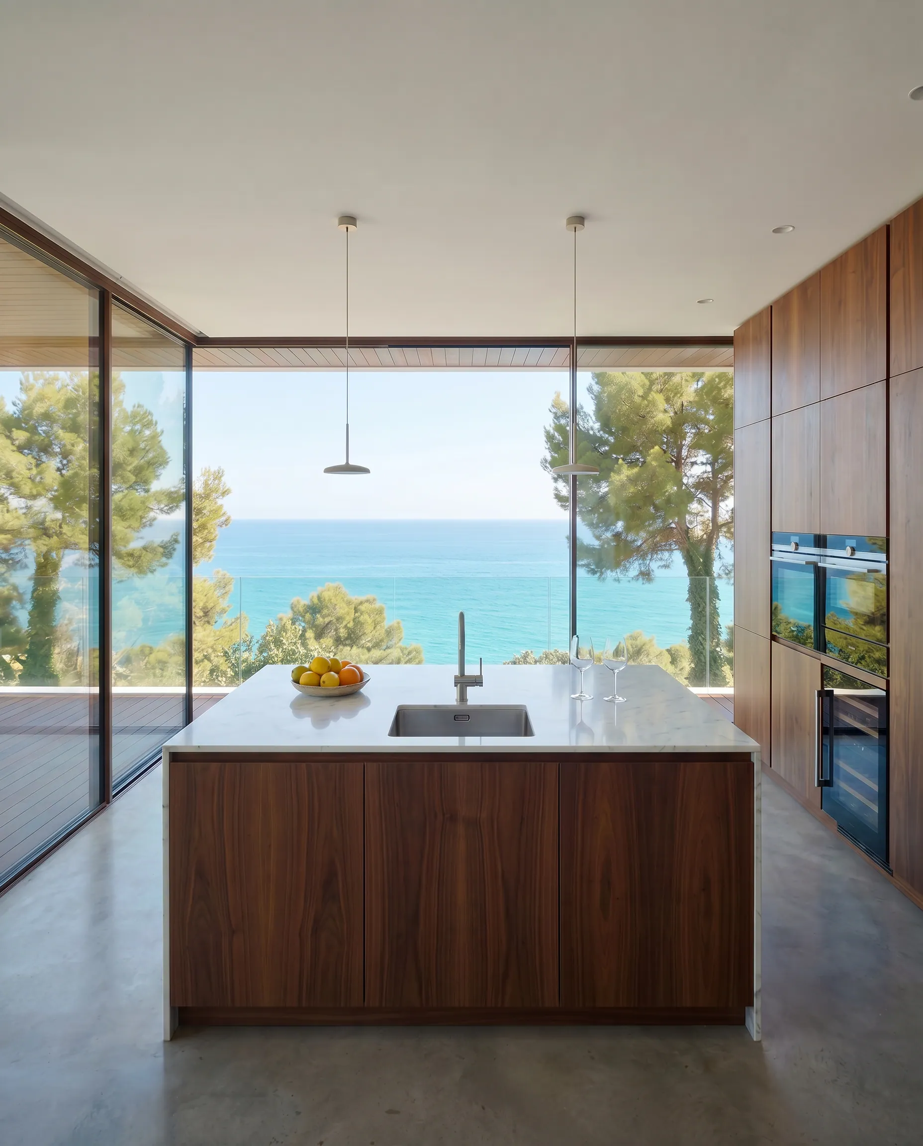 Kitchen with Floo faucet overlooking the Mediterranean sea